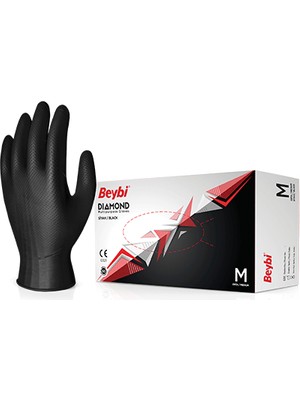 Beybi Diamond Siyah Nitril Eldiven - 100'LÜK Kutu