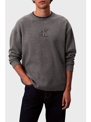 Calvin Klein Kabartmalı Logolu Regular Fit Sıfır Yaka Kazak LV04RD300GP7E Erkek Kazak LV04RD300G P7E