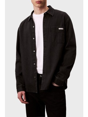 Calvin Klein Pamuklu Regular Fit Klasik Yaka Tek Cepli Kot Gömlek LV04RD765G57L Erkek Kot Gömlek LV04RD765G 57L