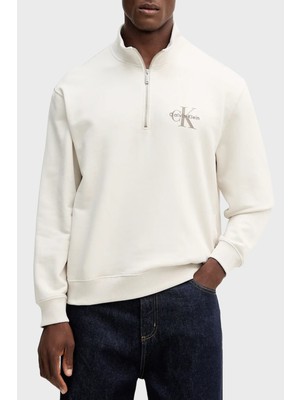 Calvin Klein Pamuklu Loose Fit Yarım Fermuarlı Dik Yaka Sweat LV04RD244G67U Erkek Sweat LV04RD244G 67U