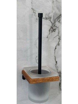 Adnoss Lüks Selvi Montajlı Klozet Fırçası Siyah Pirinç Ahşap - Ahşap Siyah