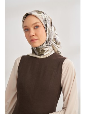 Armanda Abstract Desen Tivil Ipek Eşarp 4359-TAŞ