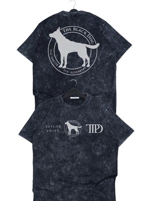 Unisex The Black Dog Sırt Baskılı Yıkamalı T-Shirt, Oversize Taylor Swift Temalı Vintage Tişört