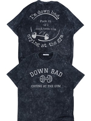 Unisex I'm Down Bad Ttpd Sırt Baskılı Yıkamalı T-Shirt, Oversize Taylor Swift Temalı Vintage Tişört