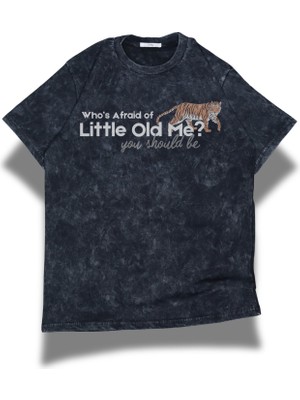 Unisex Who’s Afraid Of Little Old Me Yazılı Yıkamalı T-Shirt, Oversize Taylor Swift Vintage Tişört