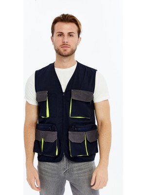 Uniprom Iş Yeleği Lizbon Plus Model Çok Cepli Harman Kumaş