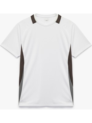 Kısa Reglan Kollu Renk Kontrastlı Bisiklet Yaka Spor Tişört