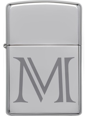 Zippo Çakmak M Harf Gümüş Rüzgar Geçirmez Tasarım Pirinç Alaşım Benzinli