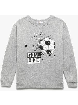 Uzun Kollu Bisiklet Yaka Baskılı Sweatshirt