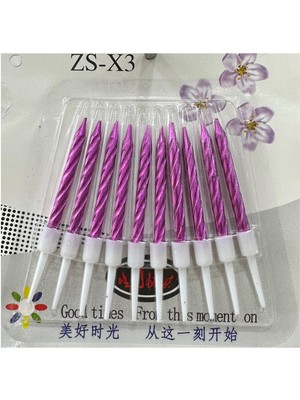 Burgulu Doğum Günü Parti Süs Pasta Mumu - Pembe - 8 Cm. - 10 Adetlik Paket