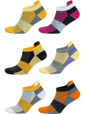 Gowith 6'lı Bambu Renkli Desenli Yıkamalı Hediye Kutulu Dikişsiz Çekçekli Kısa Koşu Spor Patik Bilek Boy Kadın Çorabı 2152