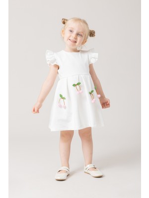 Ketbaby Kız Çocuk Pileli Kirazlı Astarlı Elbise - Defne KET-001003