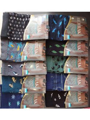 Berrak 4480 Erkek Penye Desenli Likralı Boxer 12 Adet