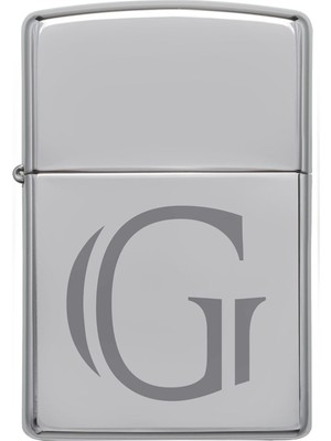 Zippo G Harf Gümüş Gri Çakmak Rüzgar Geçirmez Pirinç Alaşım Benzinli Tek Parça