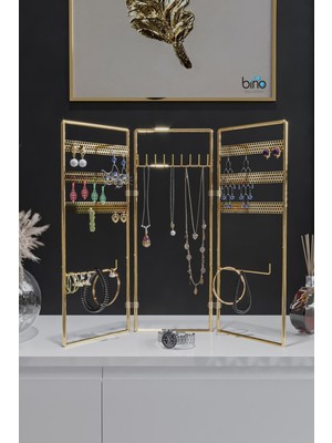 Şık 3'lü Takı Standı, Düzenleyici, Küpelik, Bileklik, Kolye Saklama Rengi Altın