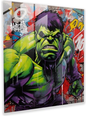 Popcas Marvel Cam Tablo - Hulk Graffiti Güç Sanat Eseri - Duvar Süsleme