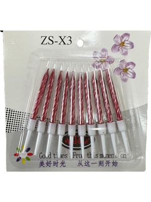 Omeyva Burgulu Doğum Günü Parti Süs Pasta Mumu - Kırmızı - 8 Cm. - 10 Adetlik Paket