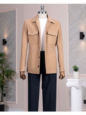 İtalyan stil slim fit spor erkek mont  camel T13379