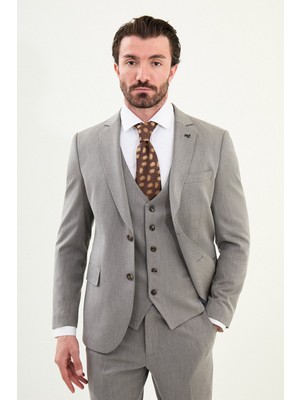 Düz Slim Fit Mono Yaka Klasik Yün Erkek Takım Elbise