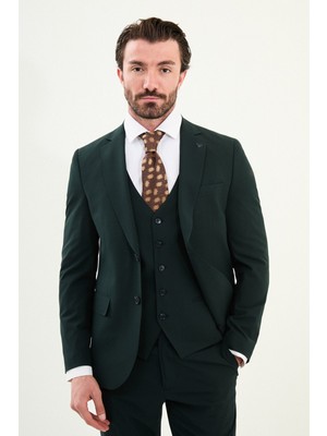 Düz Slim Fit Mono Yaka Klasik Yün Erkek Takım Elbise