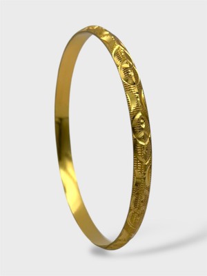 Çelik 22 Ayar Altın Kaplama Desenli Kalın Ajda Bilezik - 1 Adet