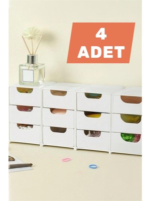 Mini Çekmece Organizer 4'lü Çok Amaçlı Düzenleyici Beyaz