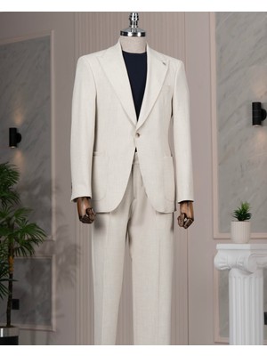 Italyan Stil Slim Fit Torba Cep Ceket Pantolon Takım Elbise Taş T14553