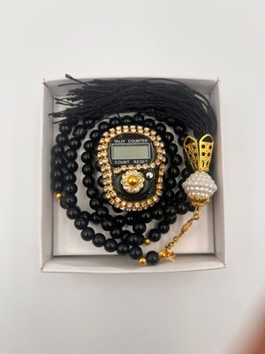 10 Adet Hediyelik (Mevlid Çeyizlik Hac Umre) Kutulu Tesbih ve Taşlı Zikirmatik Seti