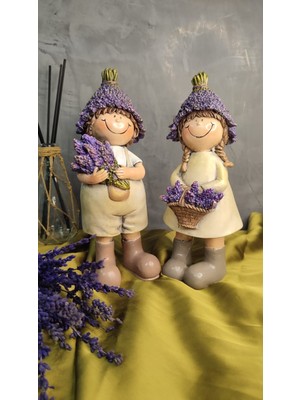 Lavanta Çocuklar Retro Biblo Seti  ( 23 cm )