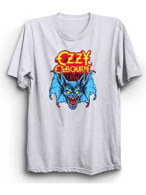 Ozzy Osbourne Oldskull Bat Logo, Rock Metal Müzik Grubu Baskılı Unisex, %100 Pamuk Tişört