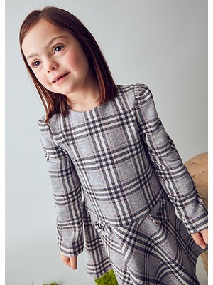 Mayoral Gri Kız Çocuk Ekose Elbise 4921