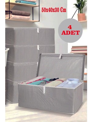 4'lü Kapaklı Mega Boy Kutu Hurç 50X40X30 Çok Amaçlı Kahverengi