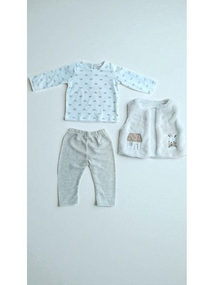 Kız Bebek Ekstra Yumuşak Peluş Hırkalı Lüks 3 Lü Set %100 Pamuk