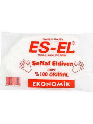 Es-El Şeffaf Tek Kullanımlık Eldiven 3 Adet 100’LÜ Paket, Toplam 300 Adet, Hijyenik ve Gıda Uyumlu