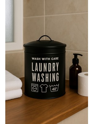 Şeffaf 7 Litre Metal Kapaklı Banyo Saklama Kabı