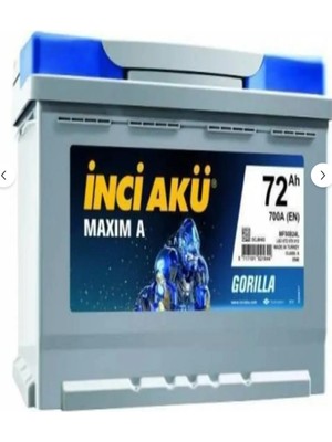 12 Volt 72 Amper Alçak Tip Inci Akü. !! (Ford-Opel Vb. Araçlar Alçak Tip). Güncel - Yeni Üretim.