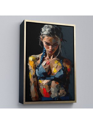 Çerçeveli Dekoratif Kanvas Tablo, Yağlı Boya Görünümlu Kadın TABLOSU-7686