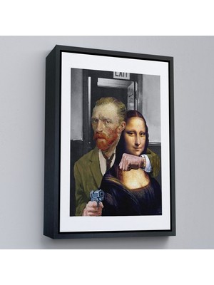 Çerçeveli Dekoratif Kanvas Tablo, Mona Lisa'yı Rehin Alan Van Gogh TABLO-7761