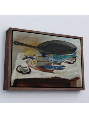 Çerçeveli Dekoratif Kanvas Tablo, Picasso - Balık ve Kızartma Tavası TABLO-7102