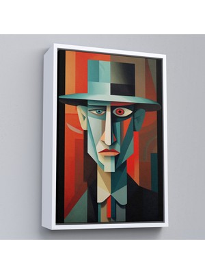 Çerçeveli Dekoratif Kanvas Tablo, Soyut Şapkalı Adam TABLOSU-7786