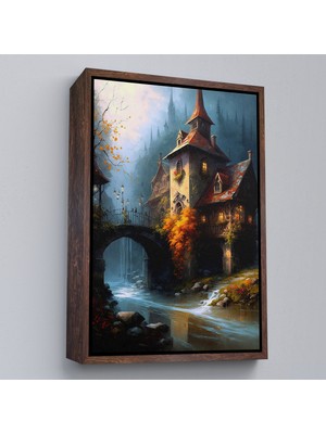Çerçeveli Dekoratif Kanvas Tablo, Nehir Kehomeındaki Şato TABLOSU-7995