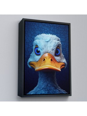 Çerçeveli Dekoratif Kanvas Tablo, Mavi Gözlü Sevimli Ördek TABLOSU-7931