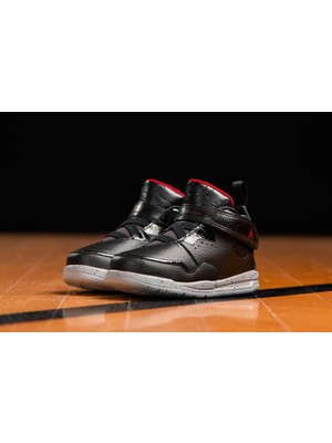 Air Jordan Td Courtside 23 Siyah Bebek Çocuk Deri Spor Ayakkabı - Lastik Bagcıklı Kolay Giyilebilen