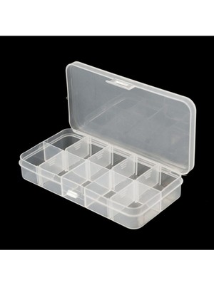 10 Bölmeli Küçük Boncuk Kutusu, 13,5X7X2,2 Cm, Gri, Plastik Organizer