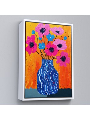 Çerçeveli Dekoratif Kanvas Tablo, Vazo Içindeki Rekli Çiçekler TABLO-7560