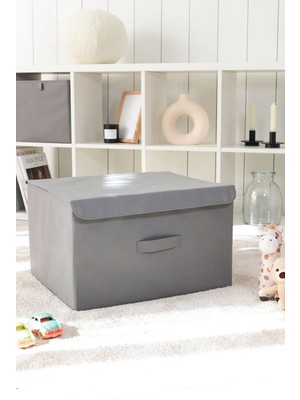 Gri Kapaklı Dolap Için Çok Amaçlı Saklama Kutusu 48X40X30