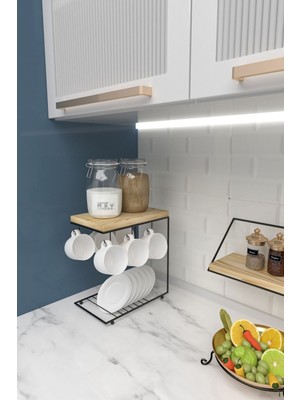 Çok Renkli Metal Fincan Askılığı, Düzenleyici, Mutfak Kahve Köşesi, Stand