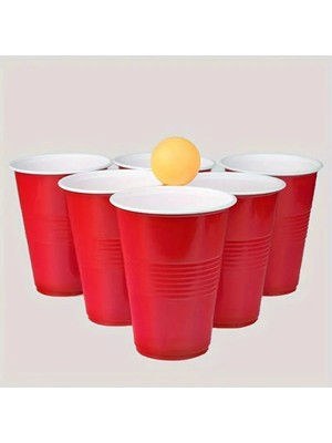 Amerikan Parti Beer Pong Oyunu Kırmzı Bardak Büyük Boy 473 ml Plastik Bardak 8 Adet