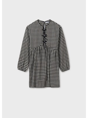 Mayoral Siyah Kareli Kız Çocuk Elbise 7916