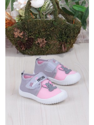 Fort 3448 Gz Fil Figürlü Anaokulu Kreş Ev Kız Çocuk Keten Panduf Ayakkabı